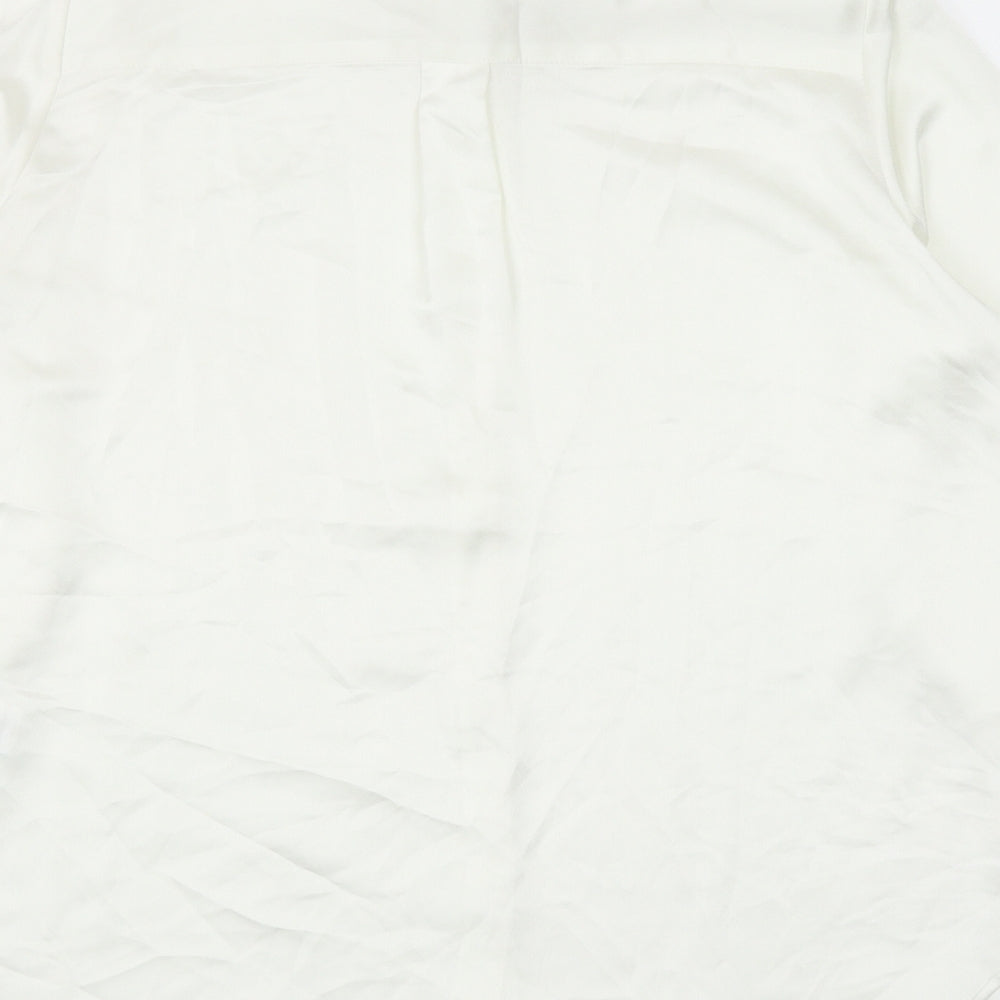 Marks and Spencer Womens Ivory Polyester Basic Button-Up Size 12 Collared