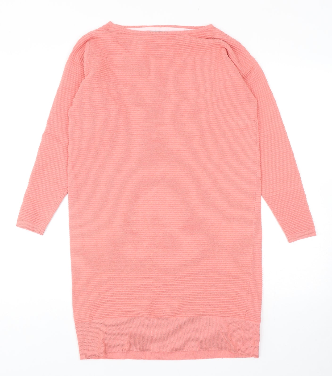 Oliver Bonas Womens Pink Viscose Jumper Dress Size 8 Boat Neck Pullover