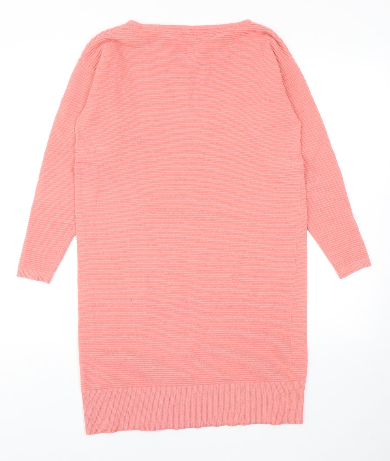 Oliver Bonas Womens Pink Viscose Jumper Dress Size 8 Boat Neck Pullover