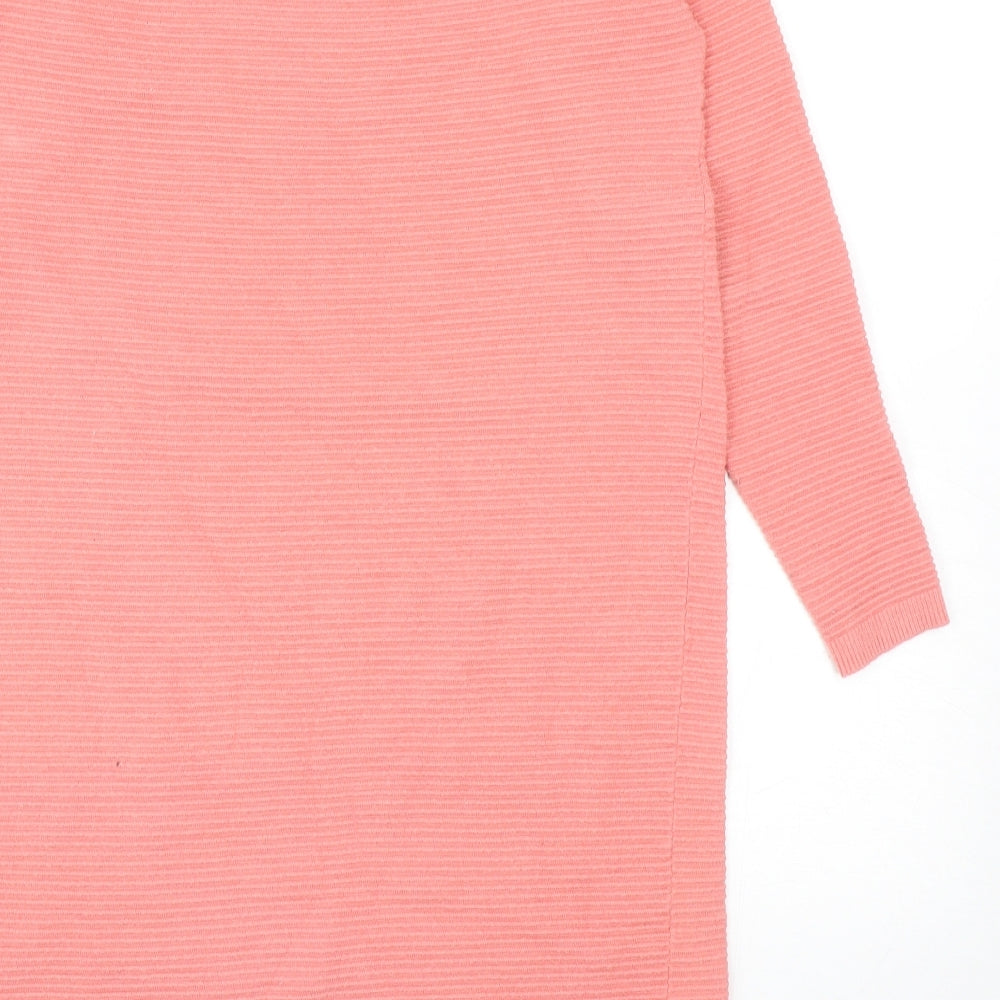 Oliver Bonas Womens Pink Viscose Jumper Dress Size 8 Boat Neck Pullover