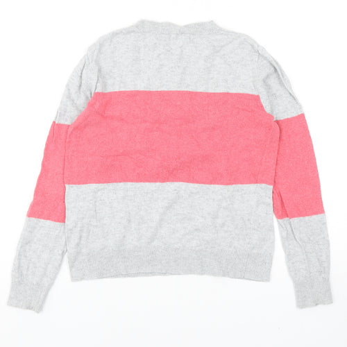 Mint Velvet Girls Grey Round Neck Colourblock Cotton Pullover Jumper Size 10 Years Pullover - Christmas Tree