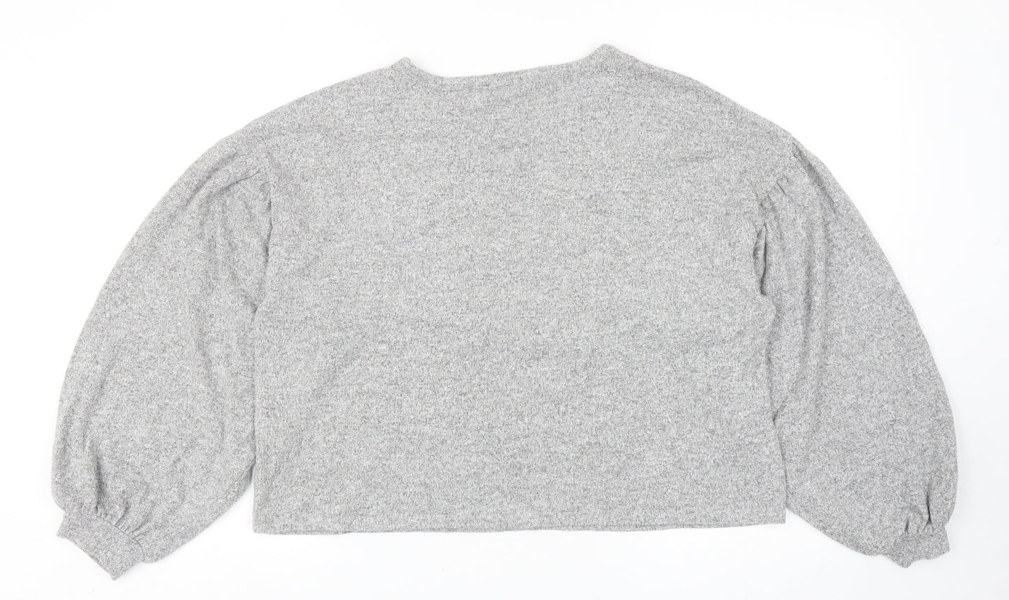 New Look Womens Grey Round Neck Polyester Pullover Jumper Size M - Flower Detail