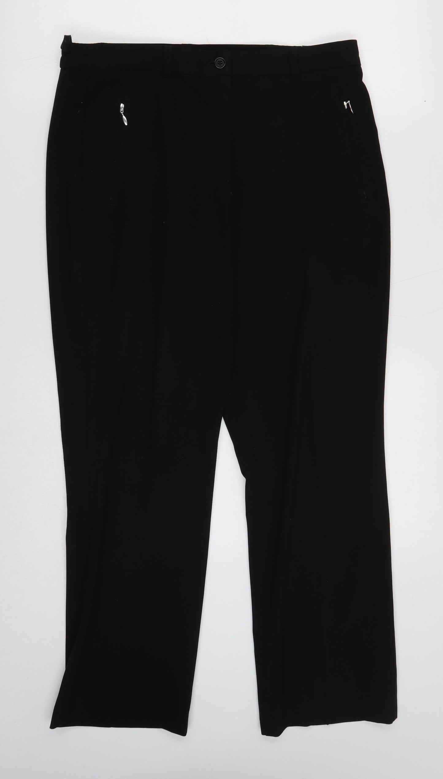Marks and Spencer Womens Black Polyester Dress Pants Trousers Size 12 Regular Button