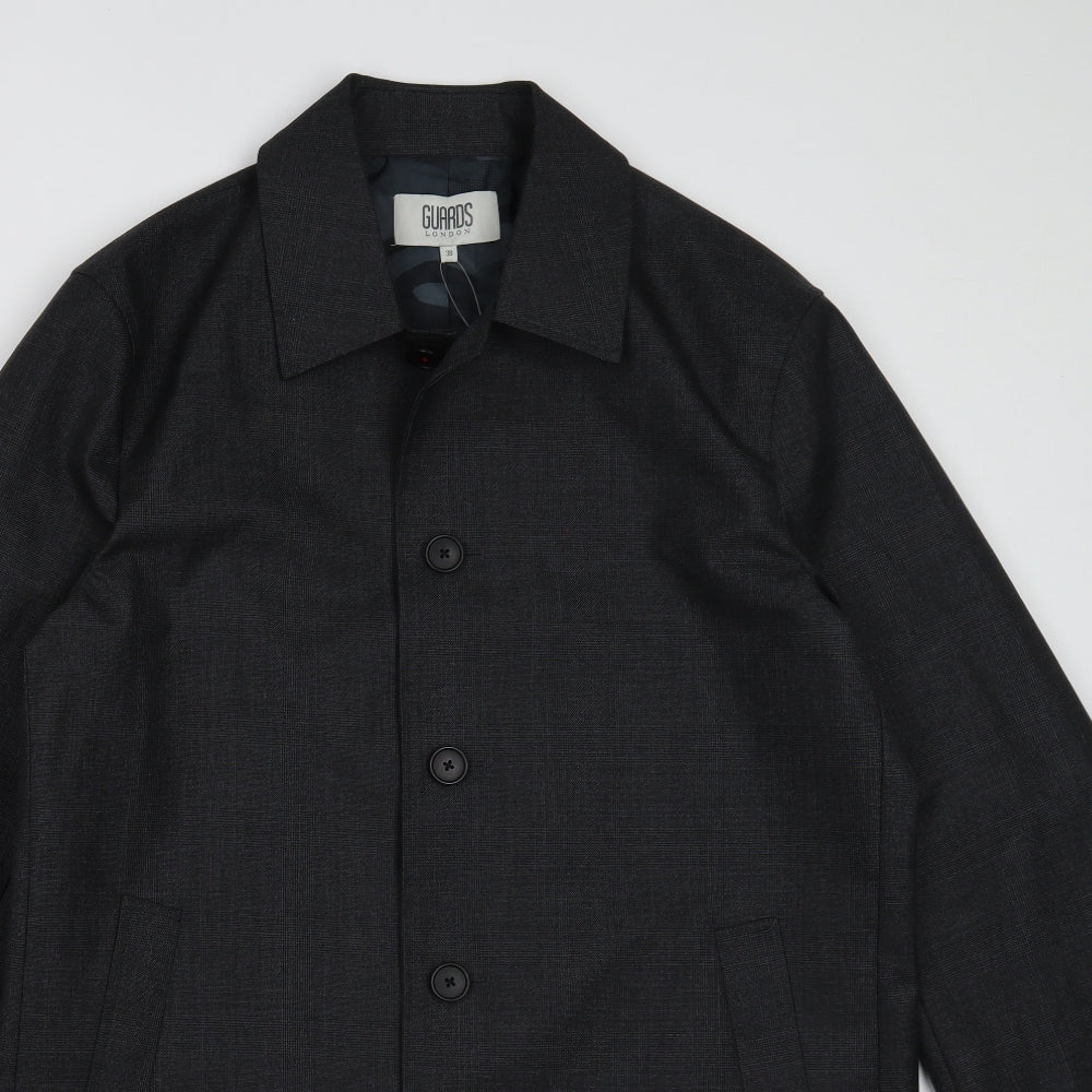 Guards London Mens Black Pea Coat Coat Size M Button