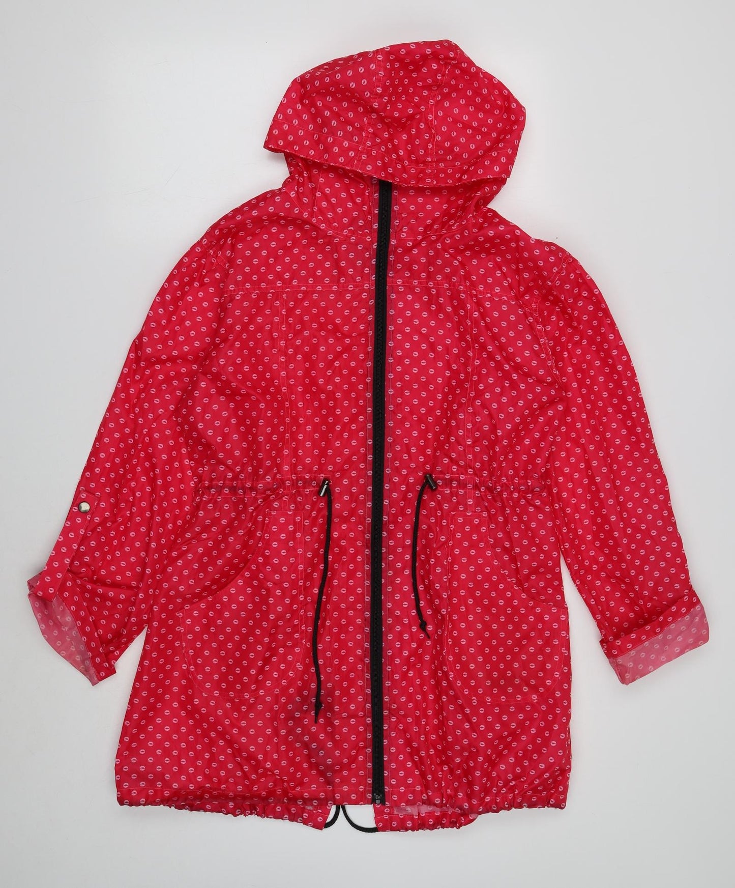 Mia Moda Womens Pink Geometric Rain Coat Coat Size 12 Zip