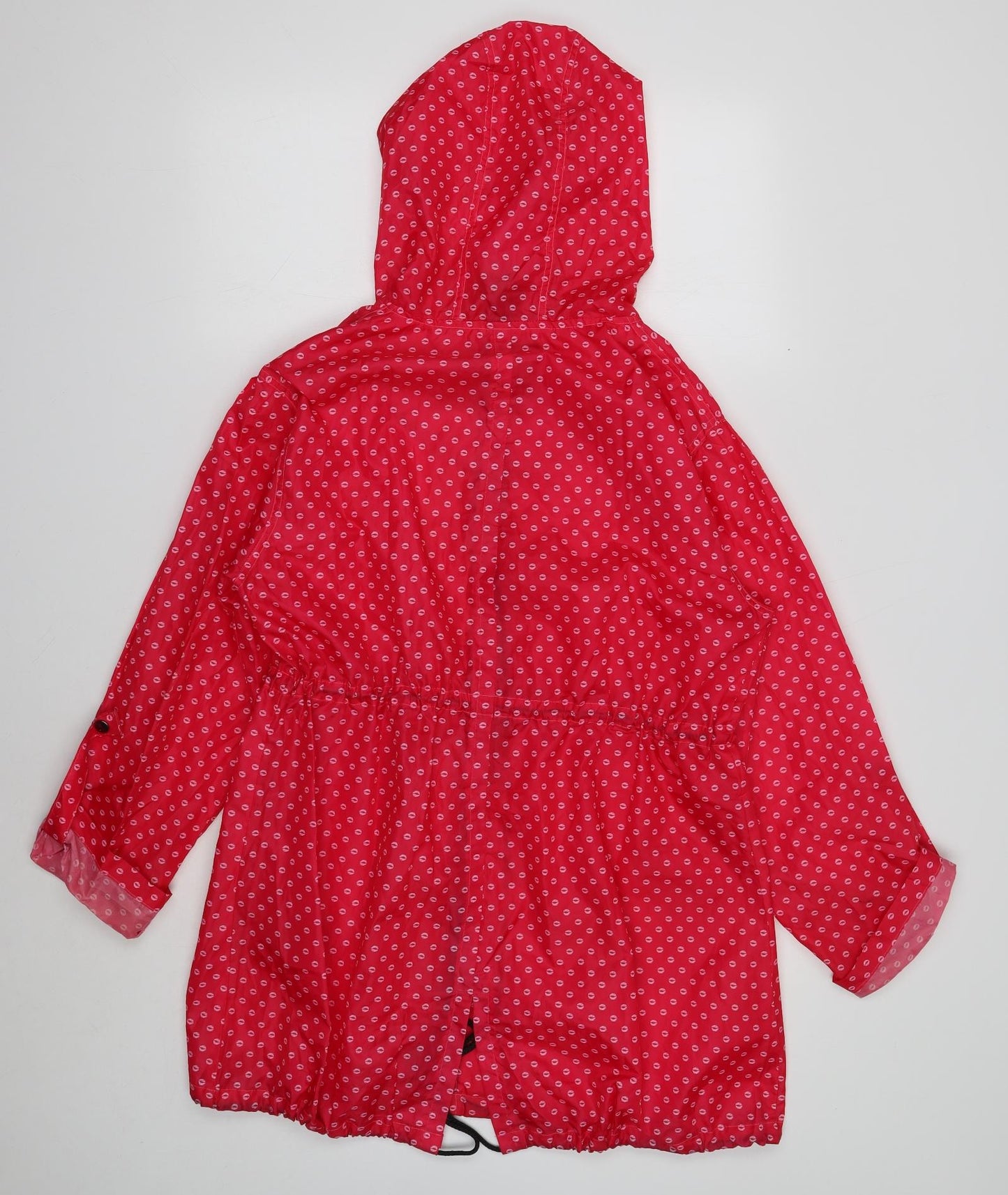 Mia Moda Womens Pink Geometric Rain Coat Coat Size 12 Zip