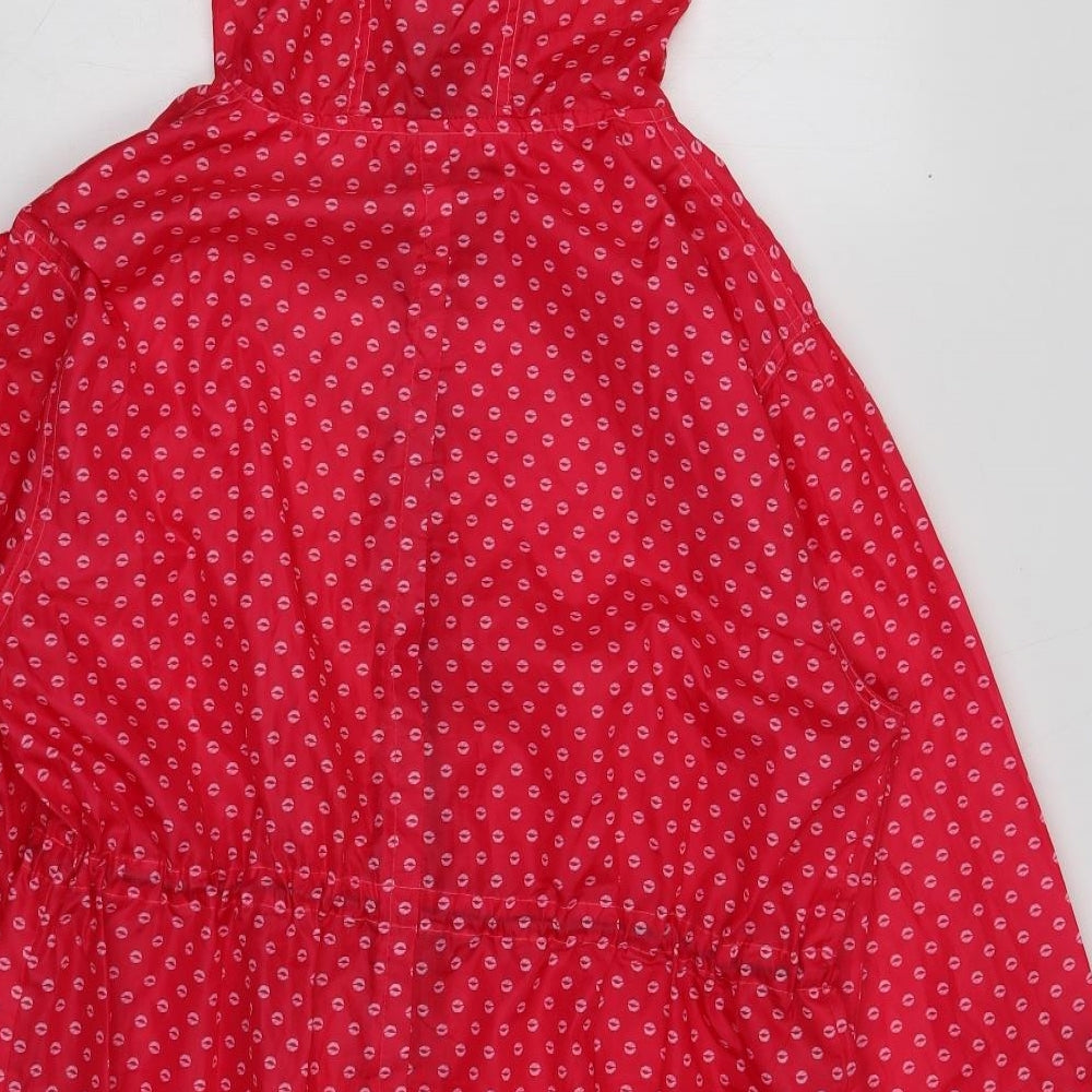 Mia Moda Womens Pink Geometric Rain Coat Coat Size 12 Zip