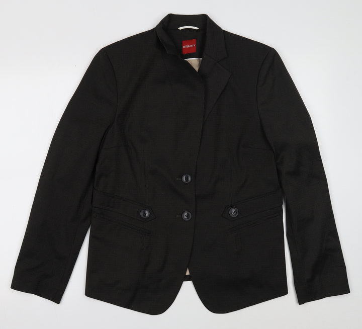 Olsen Womens Black Polyester Jacket Suit Jacket Size 14