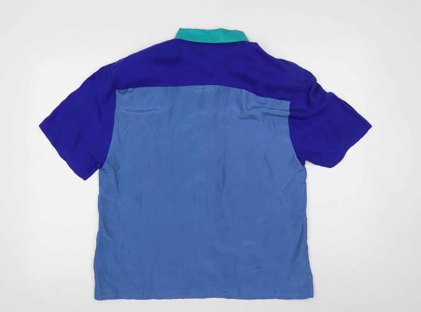 Sensations Womens Multicoloured Colourblock Silk Basic Button-Up Size 12 Collared