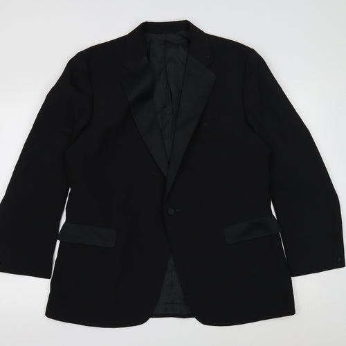 Preworn Mens Black Polyester Jacket Blazer Size 42