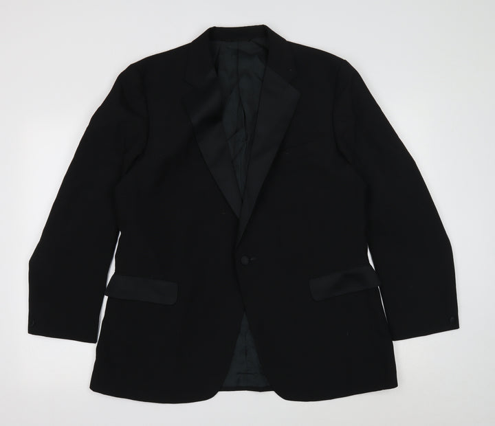 Preworn Mens Black Polyester Jacket Blazer Size 42