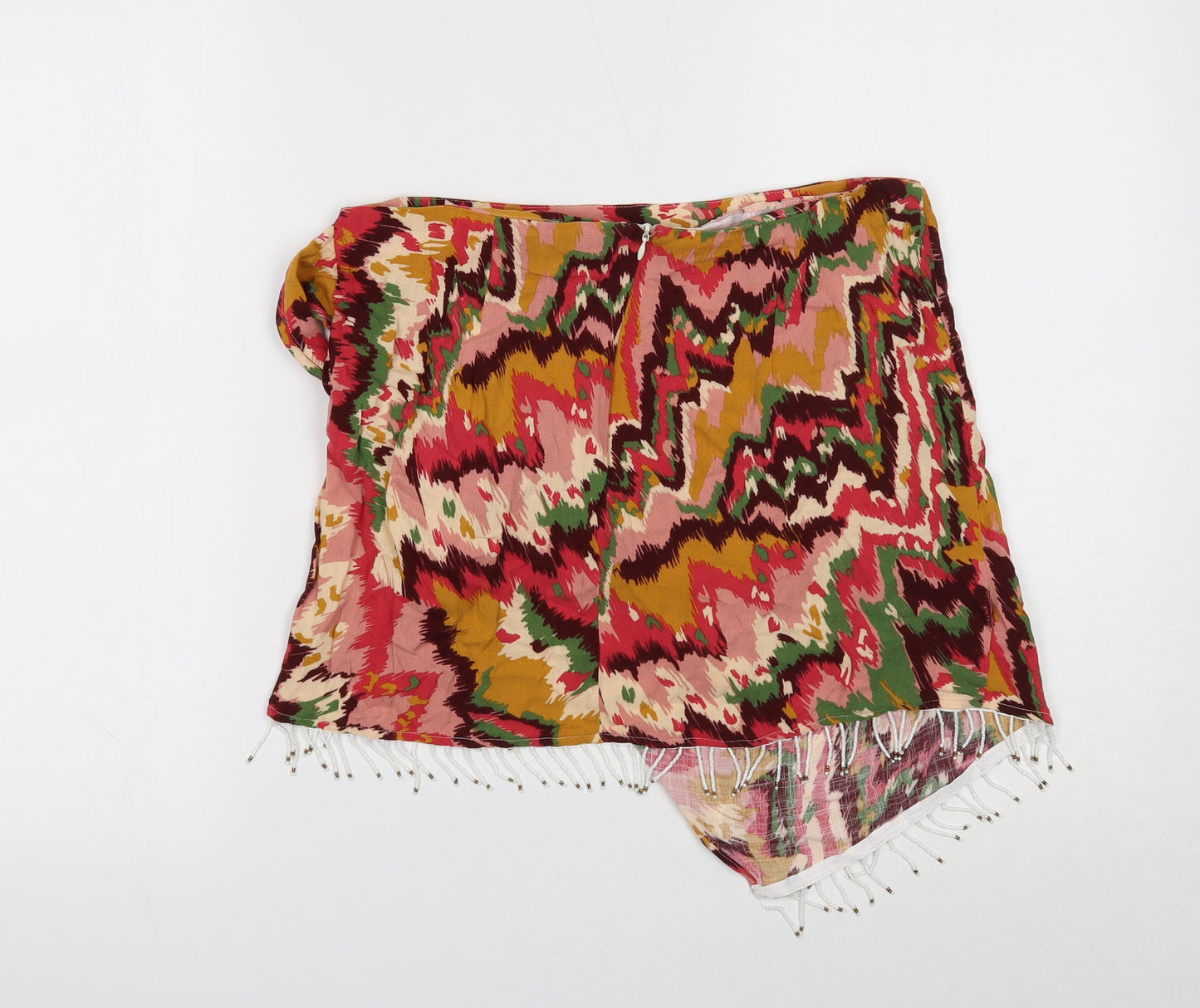 Zara Womens Multicoloured Geometric Viscose Skort Size 12 Zip