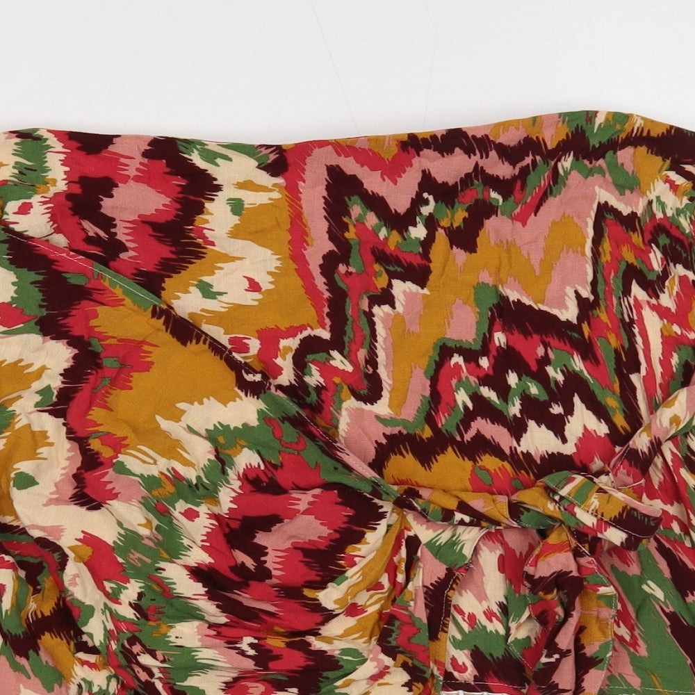 Zara Womens Multicoloured Geometric Viscose Skort Size 12 Zip