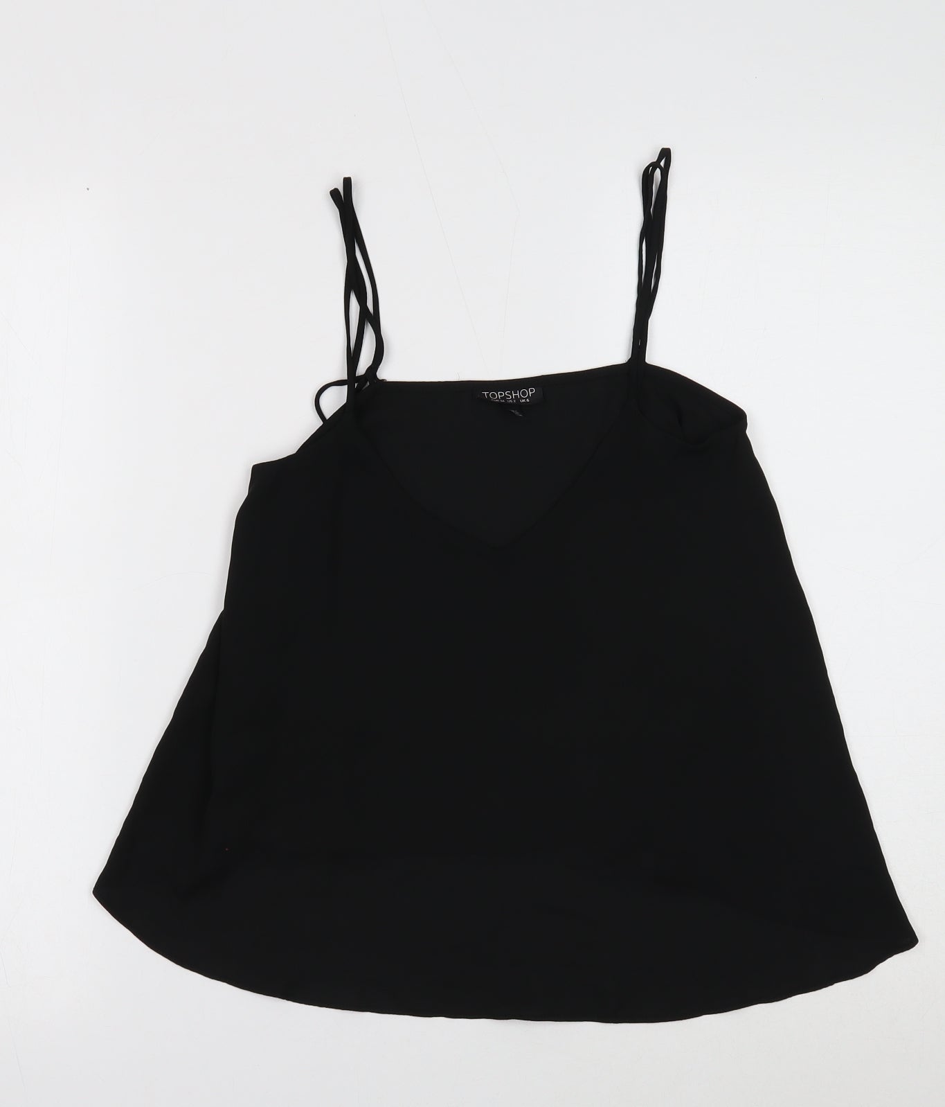 Topshop Womens Black Polyester Basic Tank Size 6 Square Neck