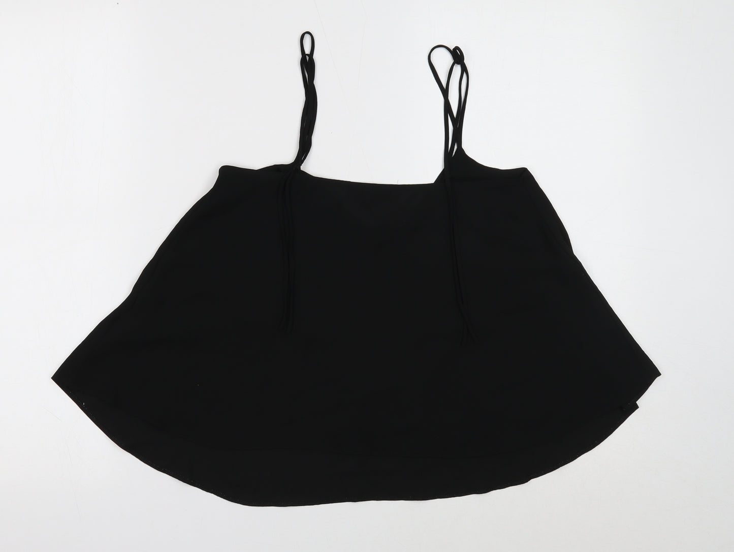 Topshop Womens Black Polyester Basic Tank Size 6 Square Neck