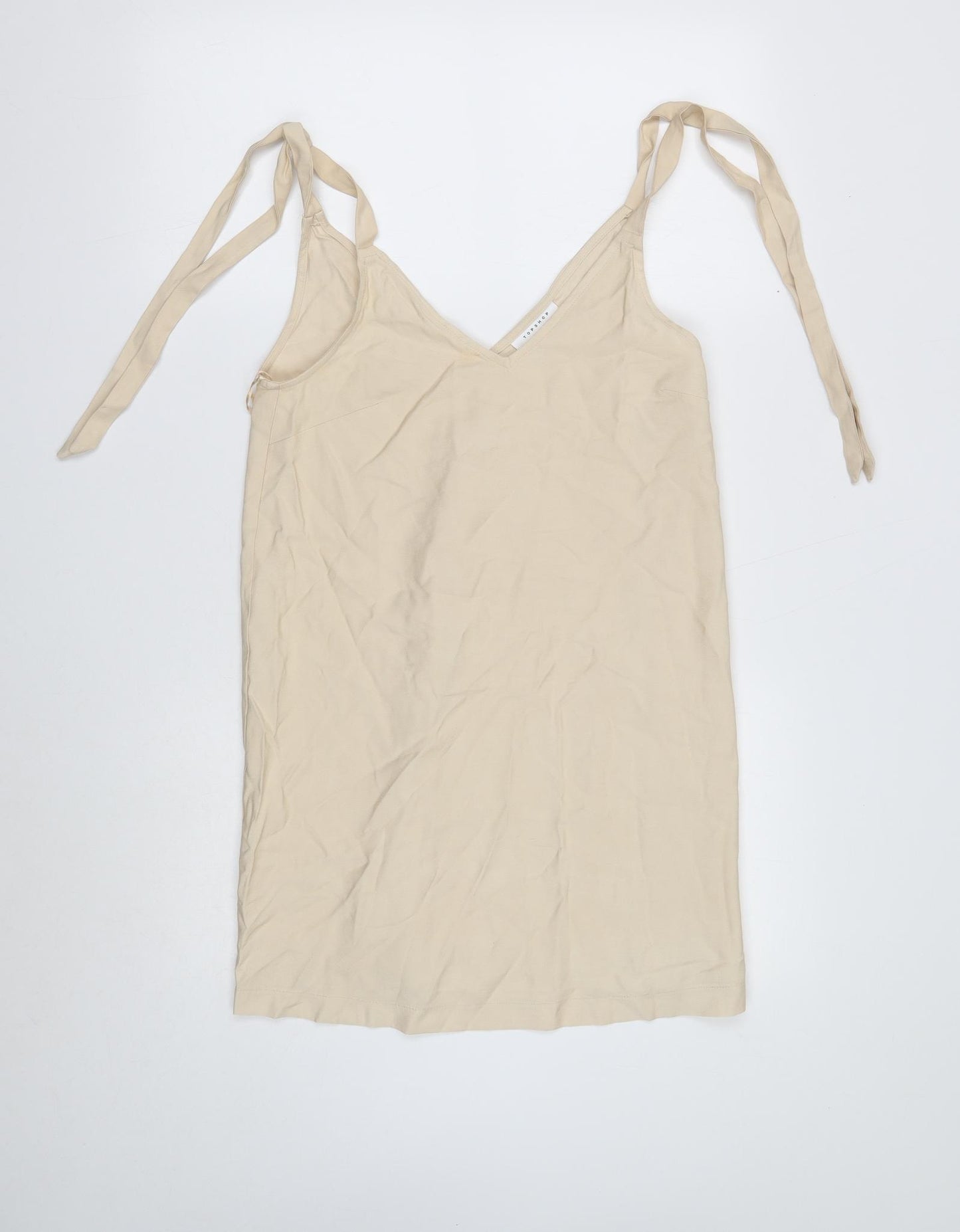 Topshop Womens Beige Viscose Basic Tank Size 8 V-Neck