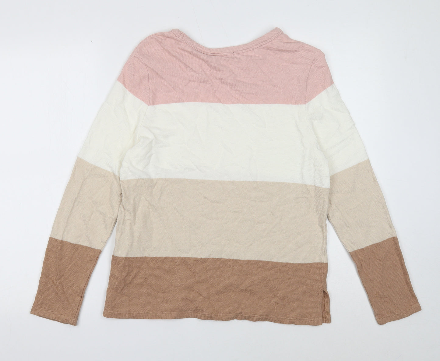 Marks and Spencer Womens Multicoloured Round Neck Striped Cotton Pullover Jumper Size 12