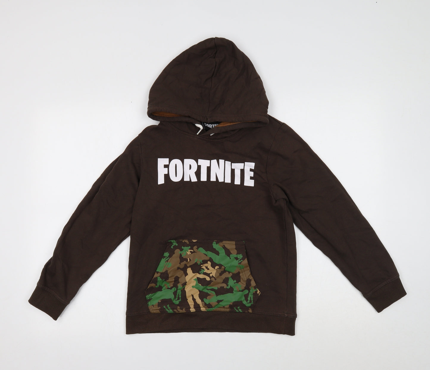 Fortnite Boys Brown Coir Pullover Hoodie Size 11-12 Years Drawstring