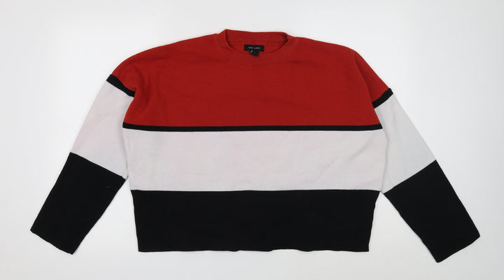New Look Womens Multicoloured Striped Polyester Pullover Sweatshirt Size L Pullover