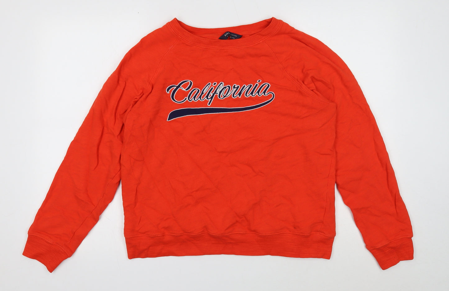 Marks and Spencer Womens Orange Cotton Pullover Sweatshirt Size 14 Pullover - California