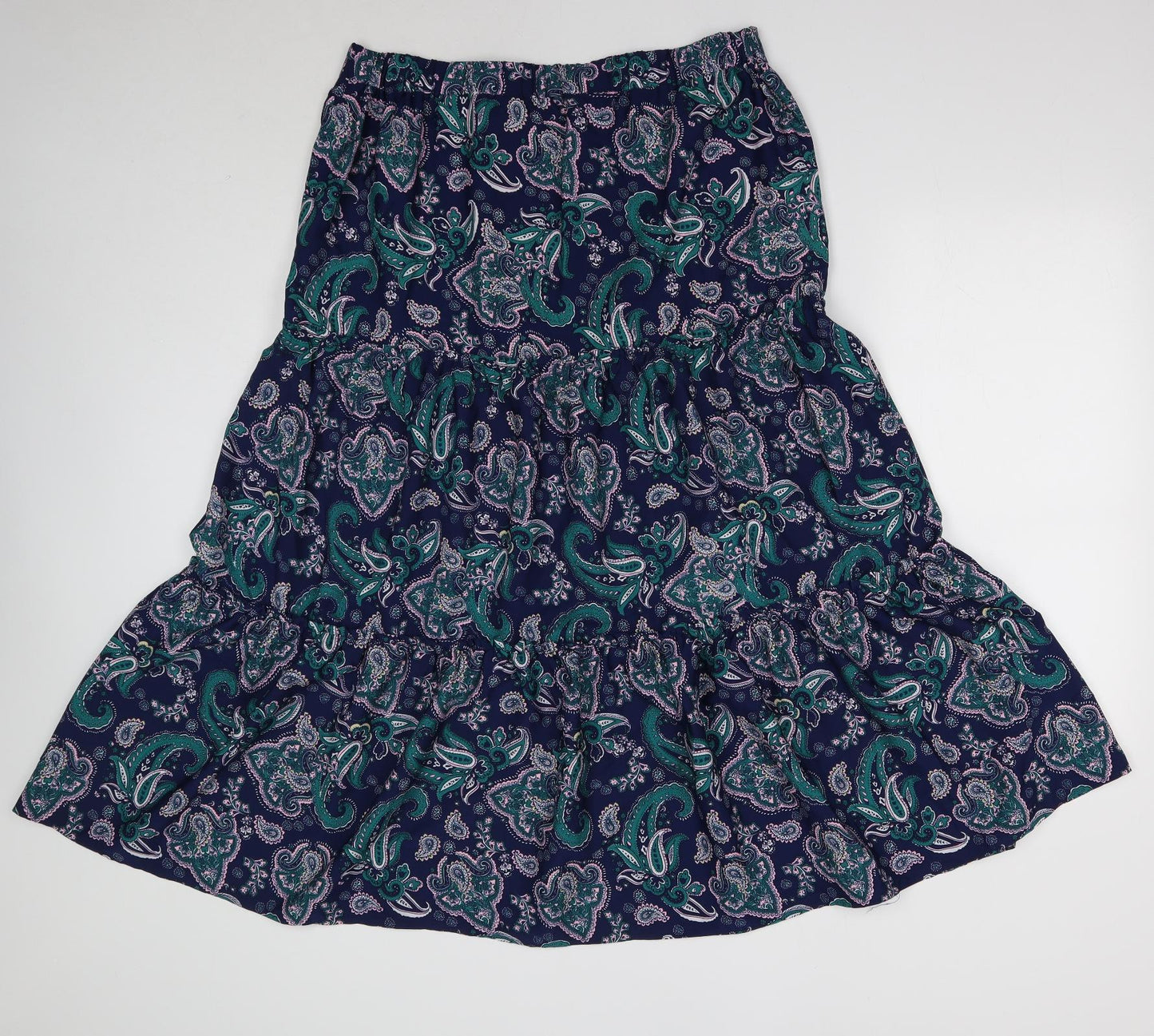 TU Womens Blue Geometric Polyester Peasant Skirt Size 16