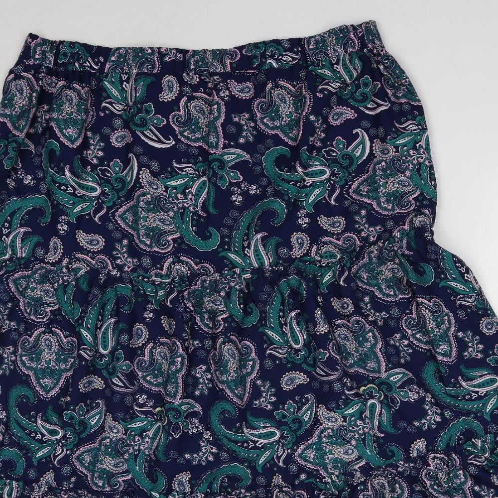 TU Womens Blue Geometric Polyester Peasant Skirt Size 16