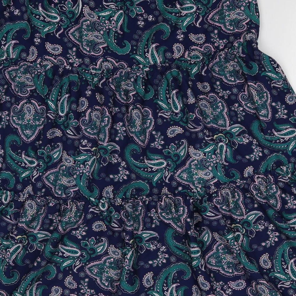 TU Womens Blue Geometric Polyester Peasant Skirt Size 16