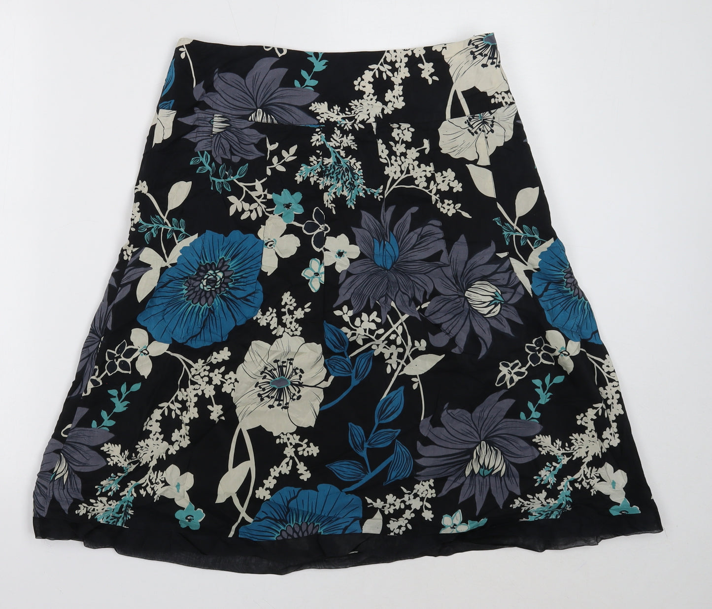 Principles Womens Black Geometric Silk Flare Skirt Size 12 Zip