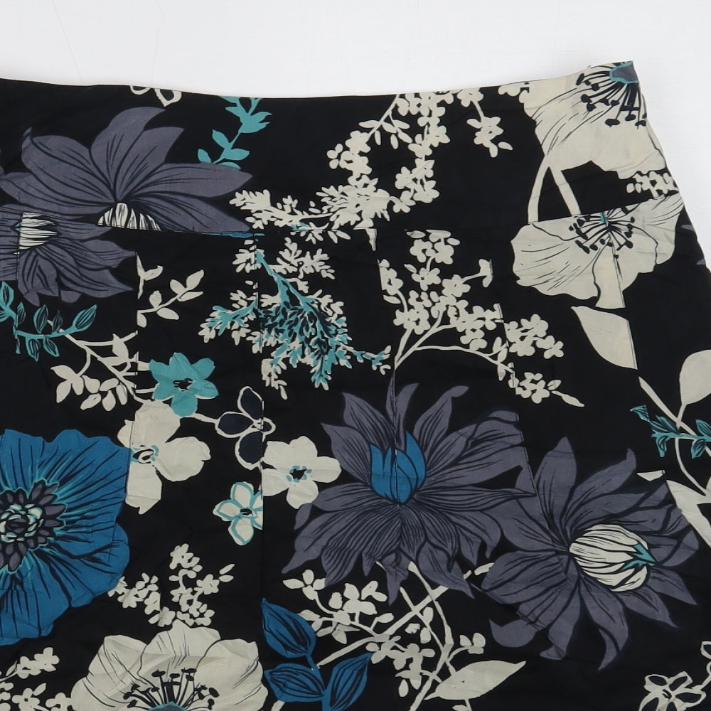 Principles Womens Black Geometric Silk Flare Skirt Size 12 Zip