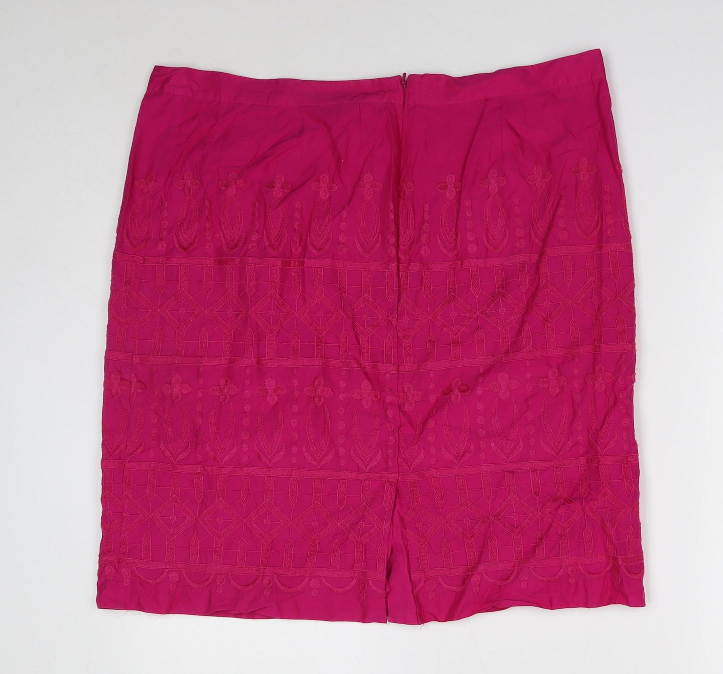 Per Una Womens Pink Cotton A-Line Skirt Size 18 Zip