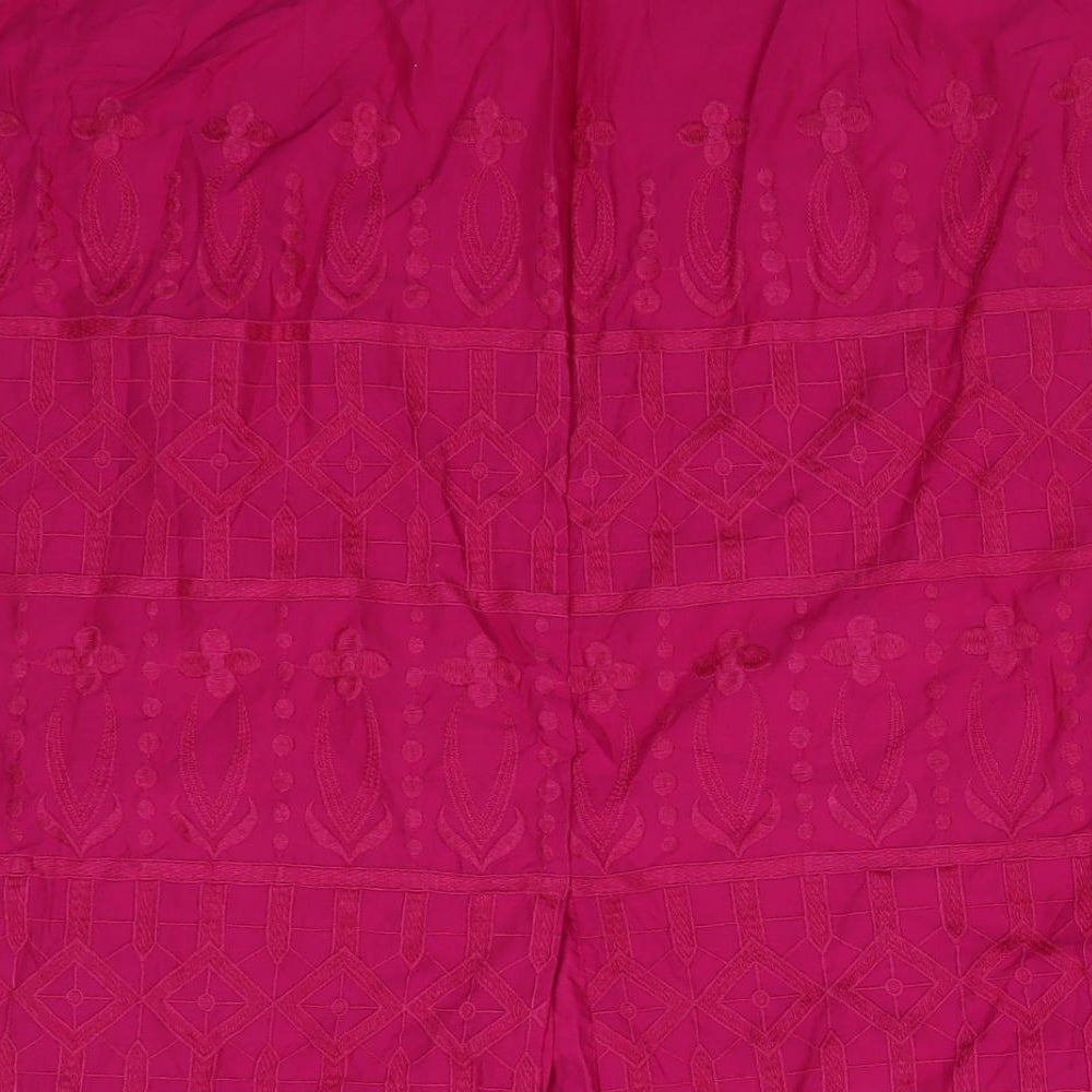 Per Una Womens Pink Cotton A-Line Skirt Size 18 Zip