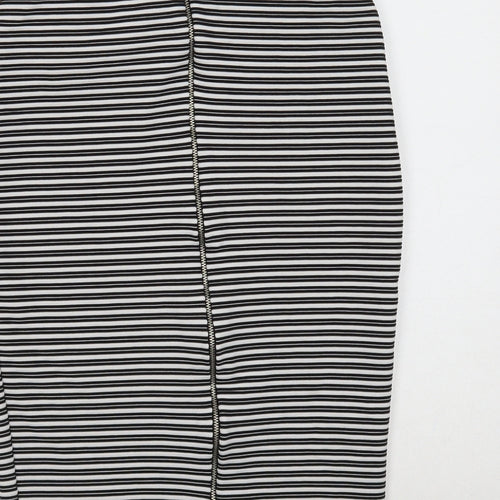 Preworn Womens Black Striped Polyester Straight & Pencil Skirt Size 8