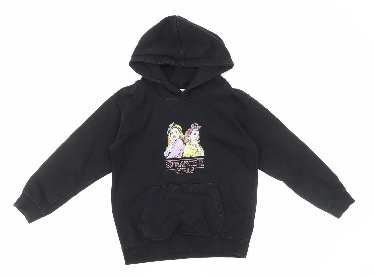 Just Hoods Girls Black Cotton Pullover Hoodie Size 7-8 Years Pullover - Stranger Things