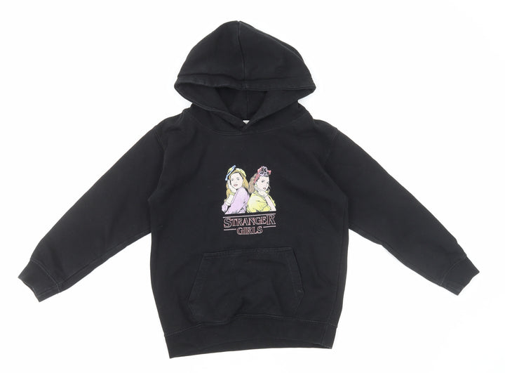 Just Hoods Girls Black Cotton Pullover Hoodie Size 7-8 Years Pullover - Stranger Things