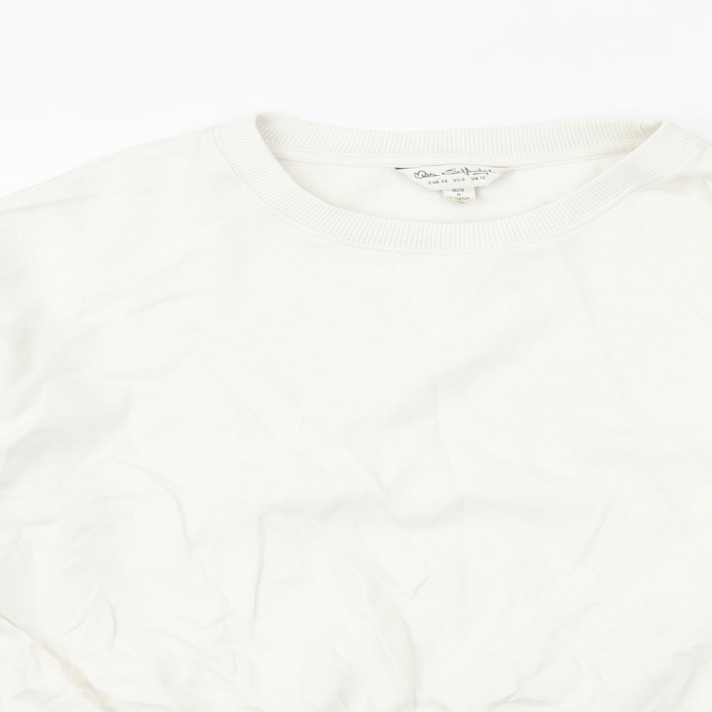 Miss Selfridge Womens White Cotton Pullover Sweatshirt Size 10 Pullover
