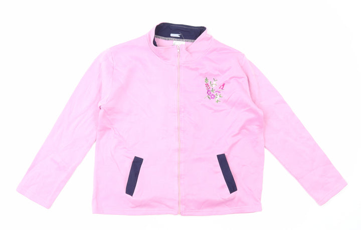 Anne De Lancay Womens Pink Floral Jacket Size L Zip