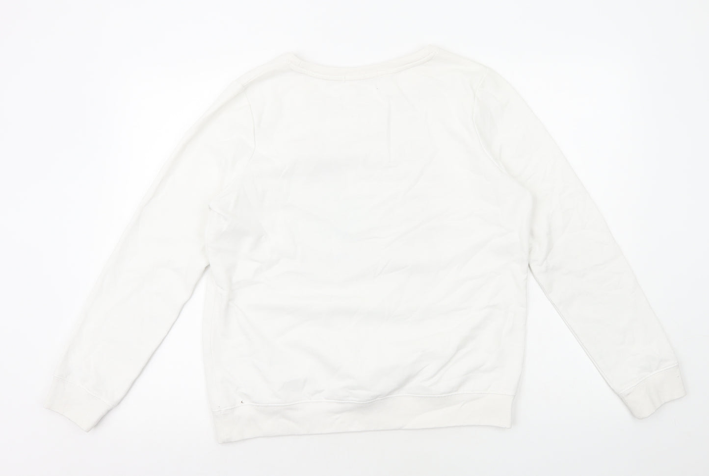 George Womens White Cotton Pullover Sweatshirt Size 12 Pullover - Christmas Jumper