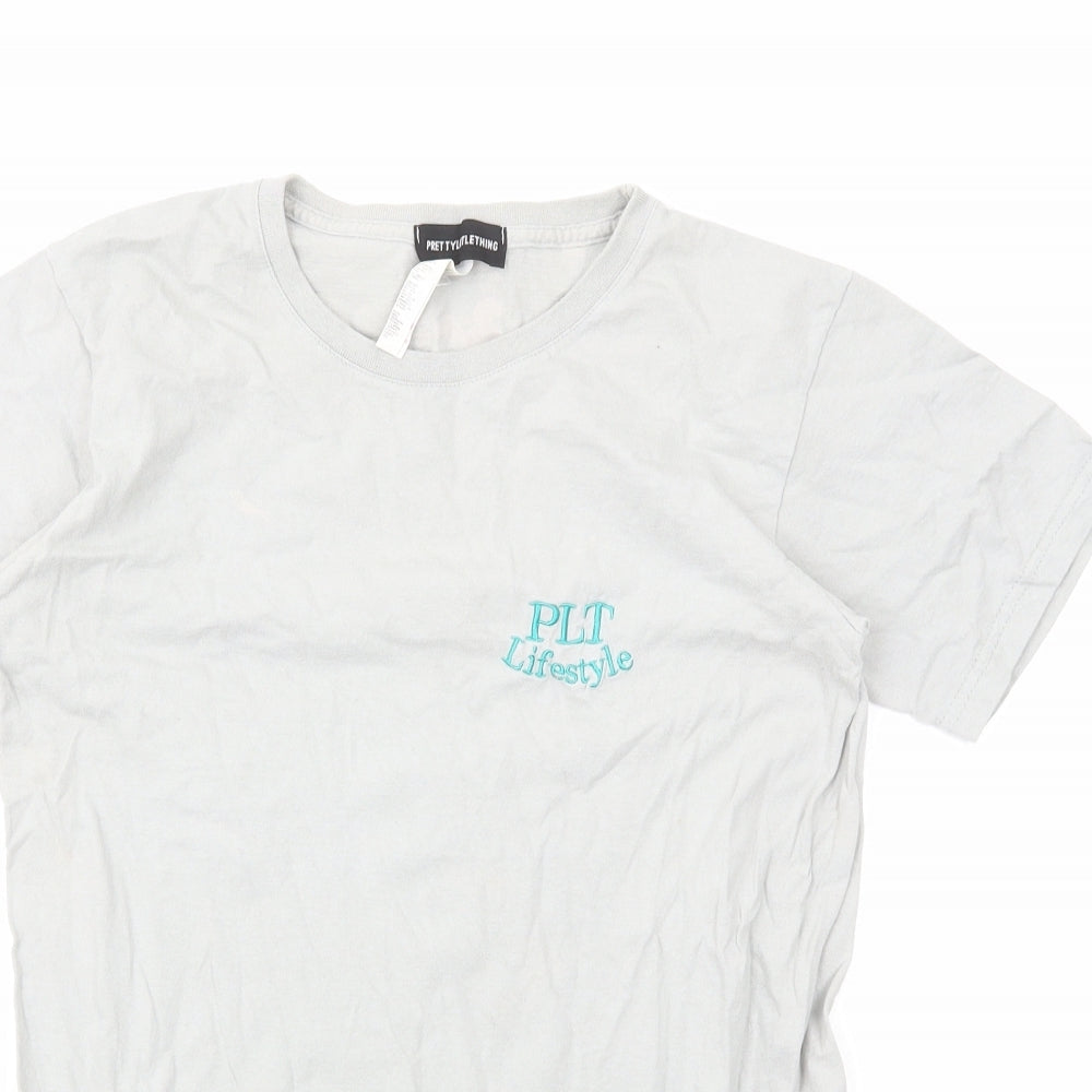 PRETTYLITTLETHING Womens Grey Polyester Basic T-Shirt Size 6 Round Neck - PLT Lifestyle