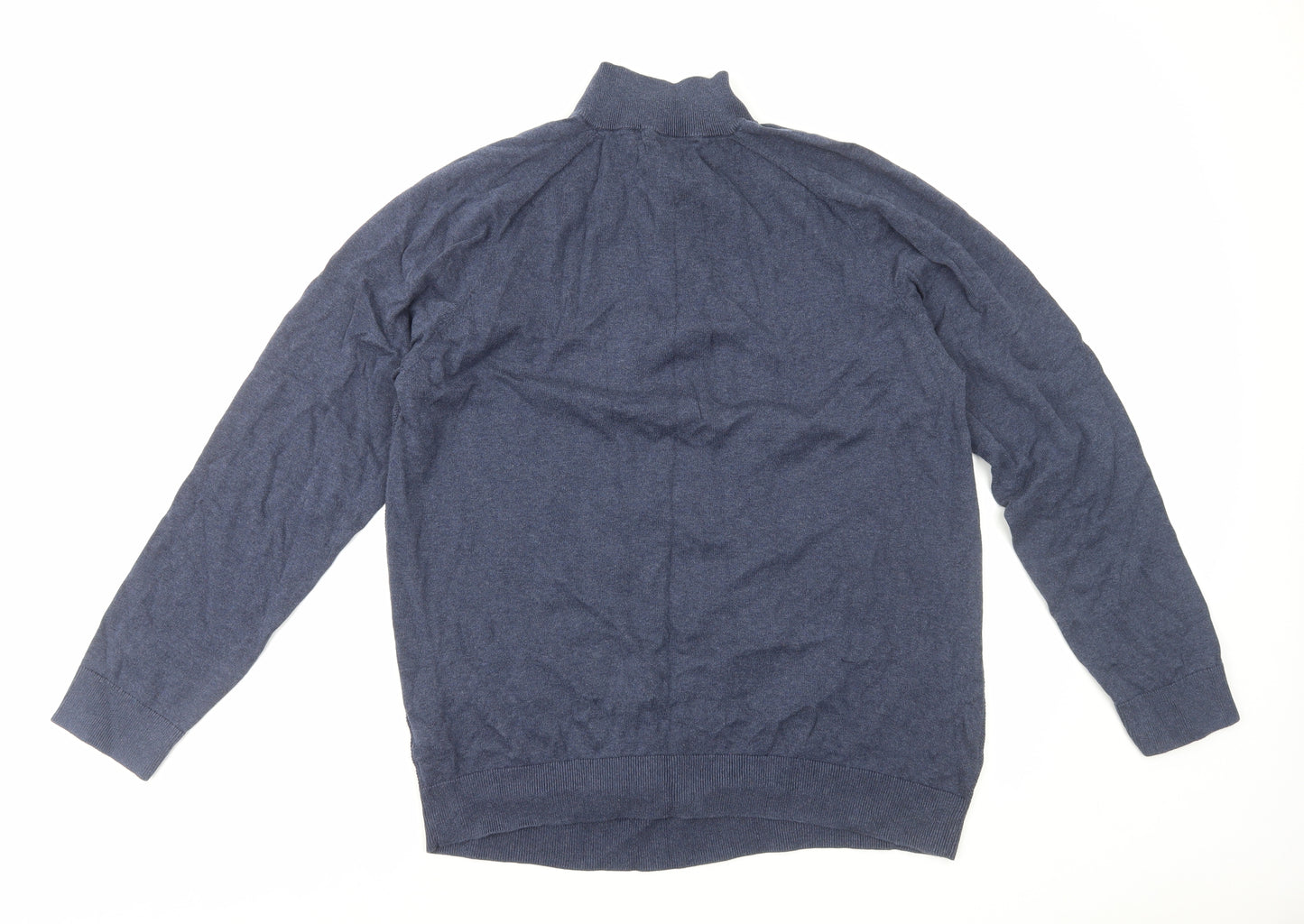 TU Mens Blue High Neck Cotton Pullover Jumper Size XL