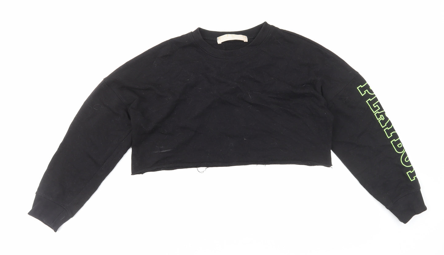 Missguided Womens Black Cotton Pullover Sweatshirt Size 10 Pullover - Playboy