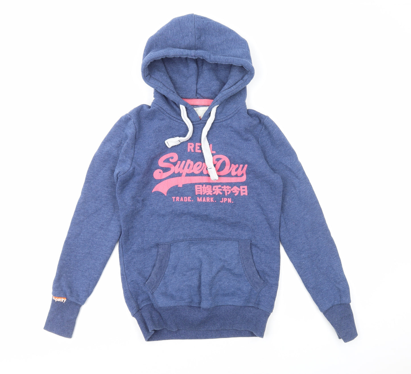 Superdry Womens Blue Cotton Pullover Hoodie Size S Pullover - Superdry Logo