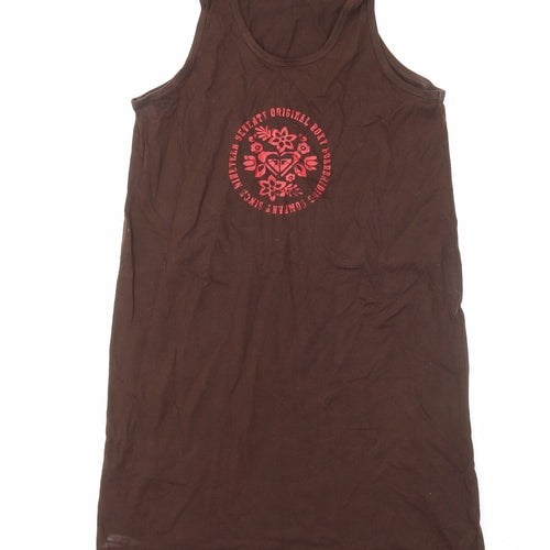 SheIn Womens Brown Cotton Tank Dress Size M Scoop Neck Pullover