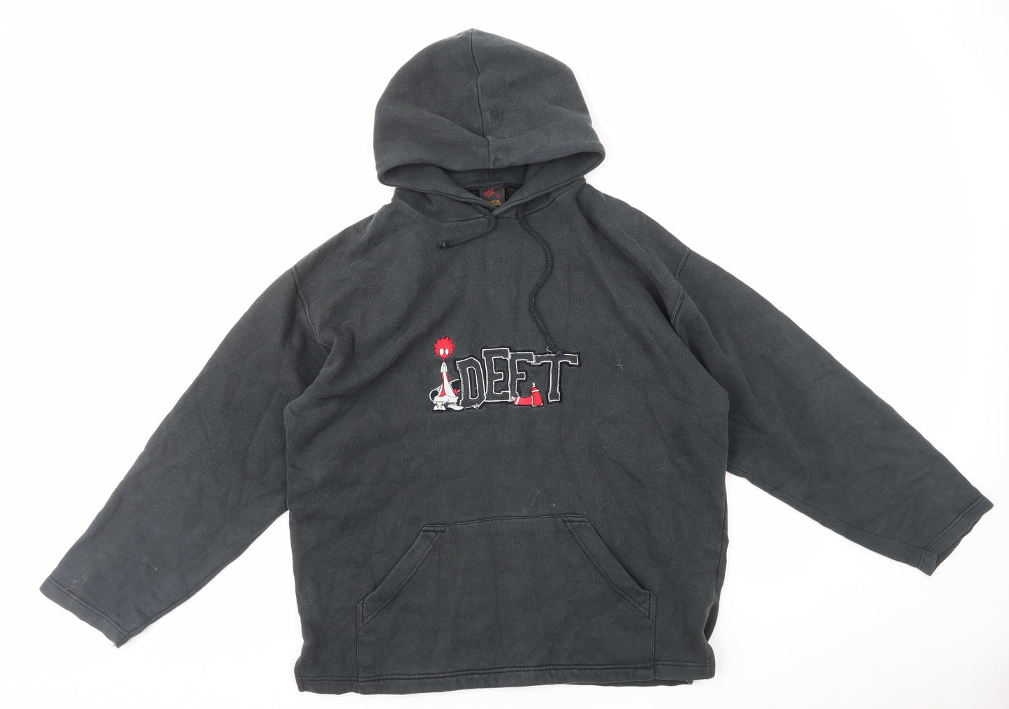 Sports Club Mens Grey Cotton Pullover Hoodie Size L