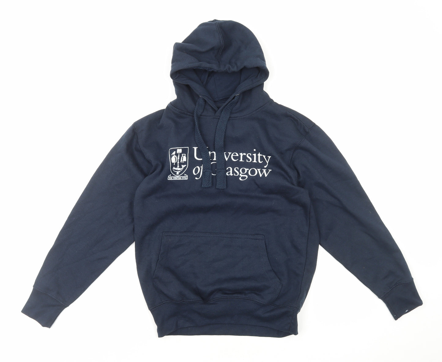 University of Glasgow Womens Blue Cotton Pullover Hoodie Size XS Pullover