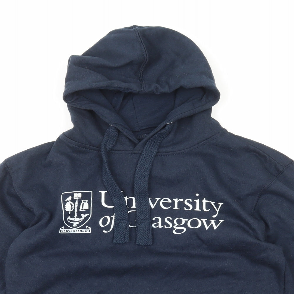 University of Glasgow Womens Blue Cotton Pullover Hoodie Size XS Pullover