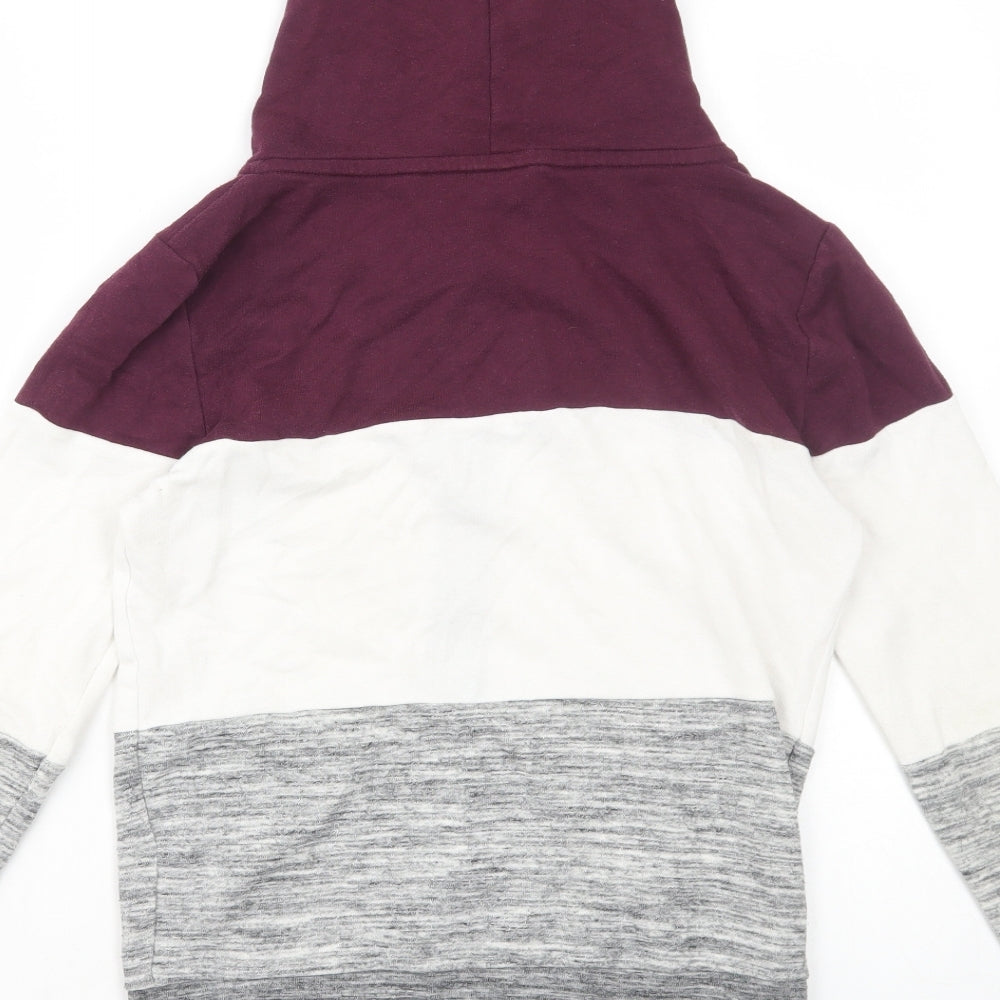 PINK Womens Multicoloured Striped Cotton Full Zip Hoodie Size XS Zip