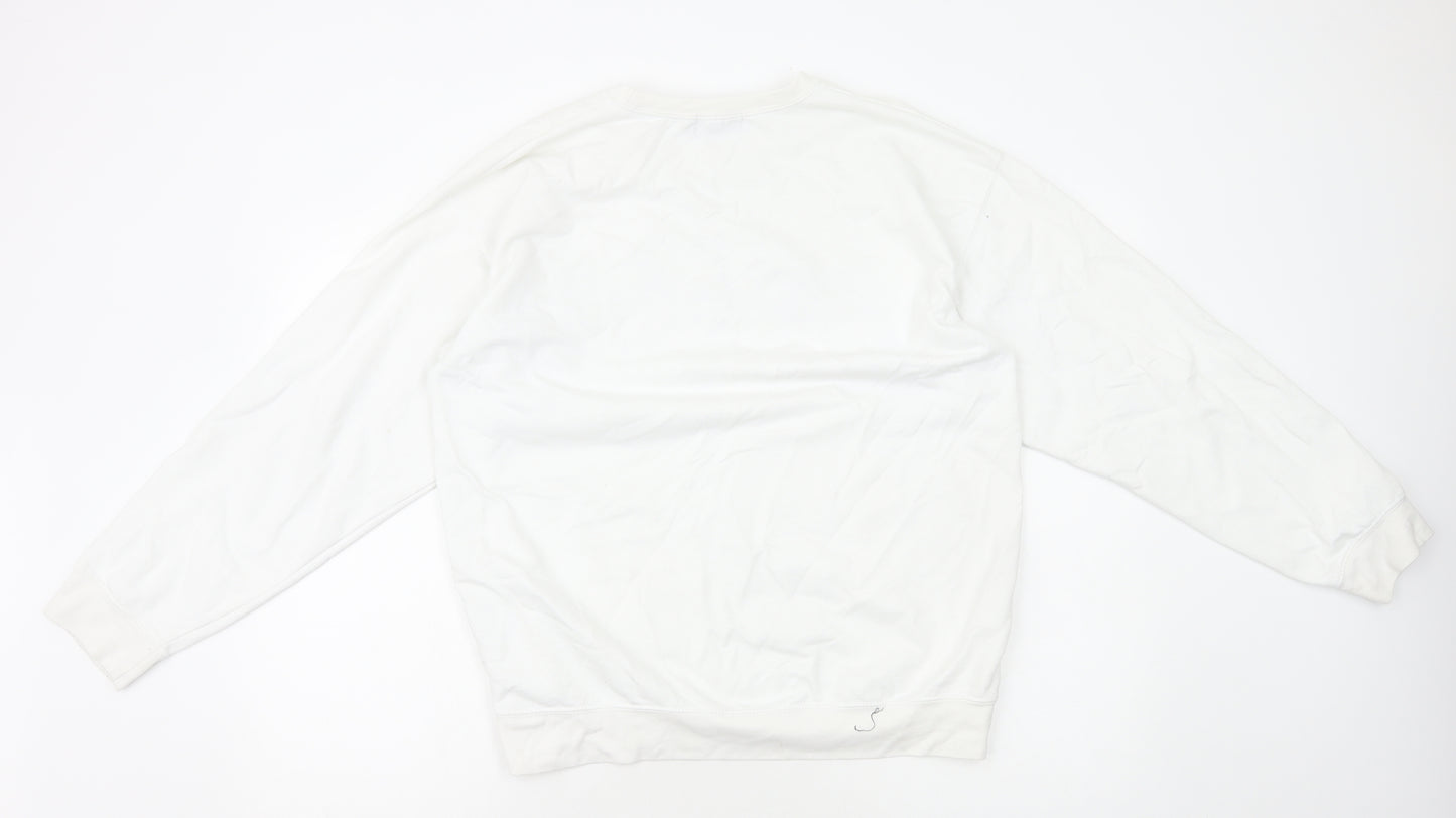 Boohoo Mens White Cotton Pullover Sweatshirt Size M