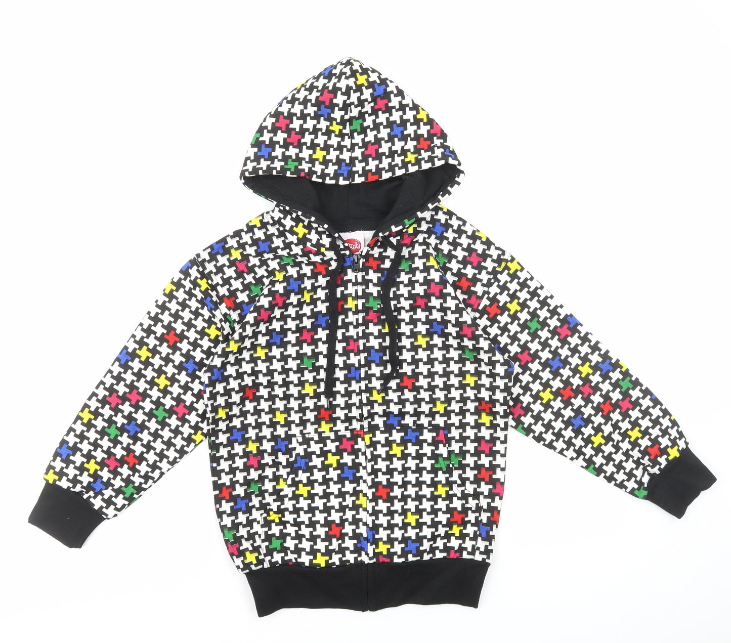 Bubbles Boys Multicoloured Geometric Cotton Full Zip Hoodie Size 8 Years Zip