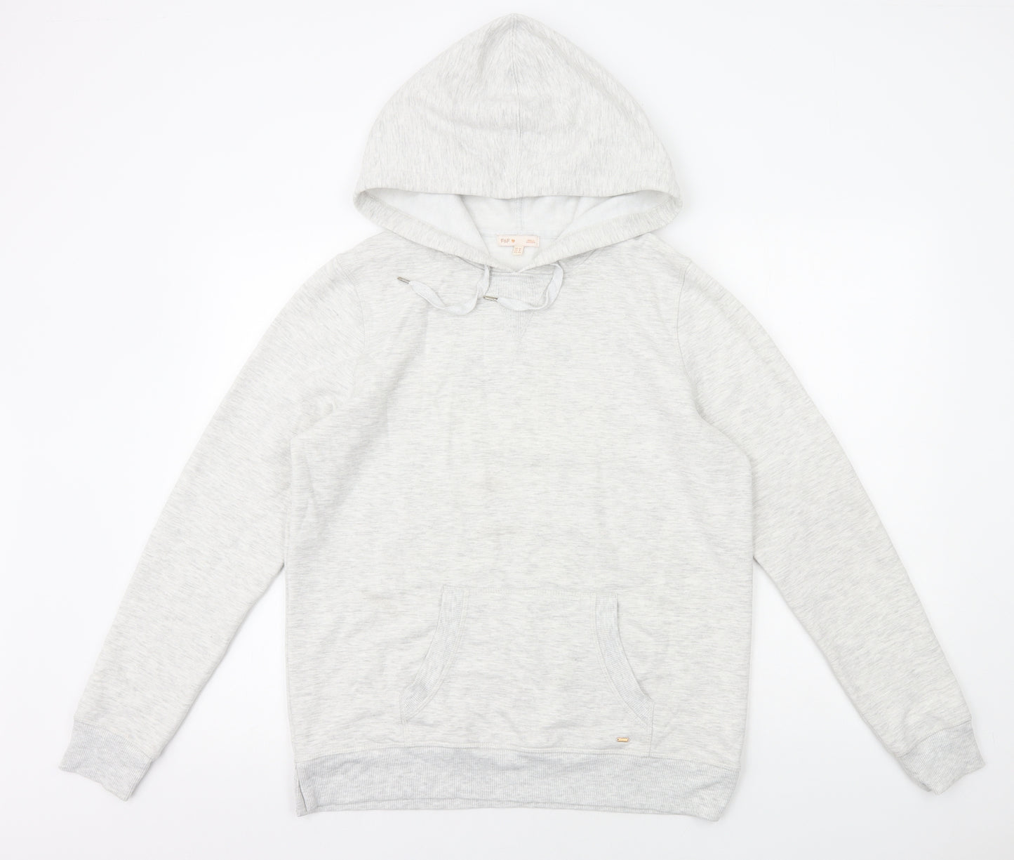 F&F Womens Grey Cotton Pullover Hoodie Size 12 Pullover