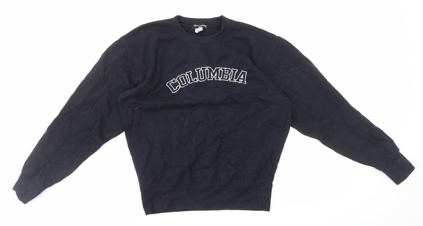PRETTYLITTLETHING Womens Blue Cotton Pullover Sweatshirt Size S Pullover - Columbia